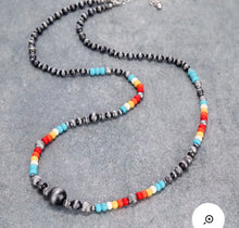 Load image into Gallery viewer, Navajo style rainbow long necklace