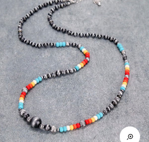 Navajo style rainbow long necklace