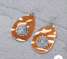 Load image into Gallery viewer, Hair on hide concho earrings
