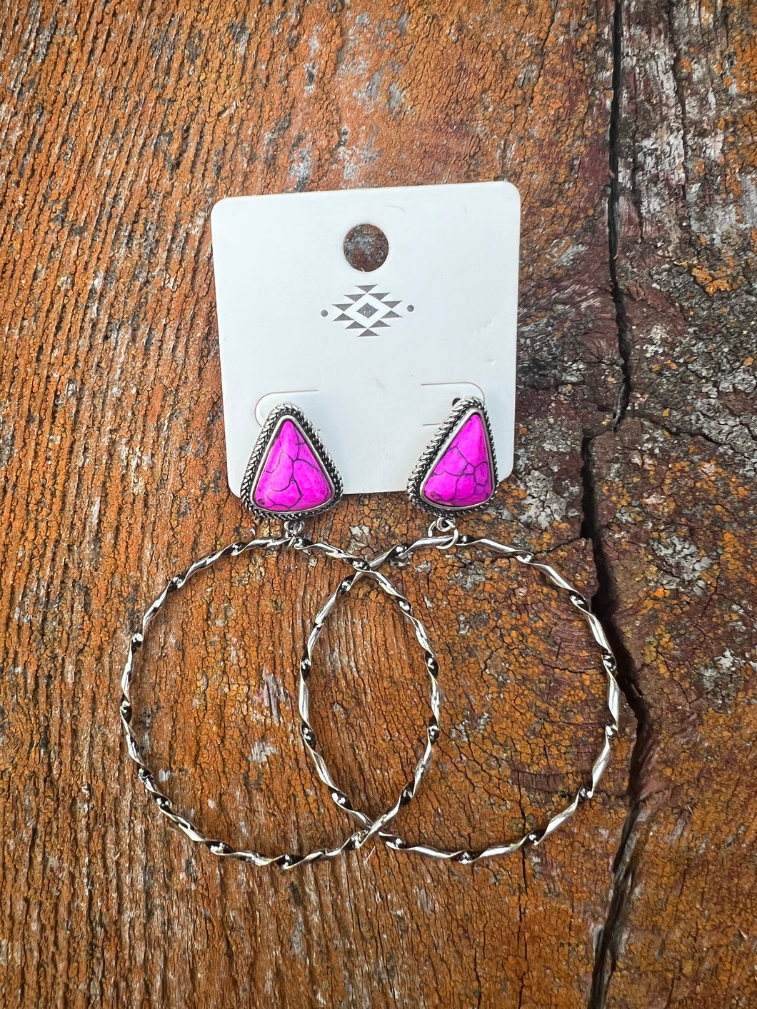 Pink and silver boho earrings