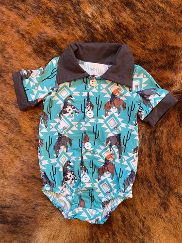 Aztec bronc baby romper (sale)