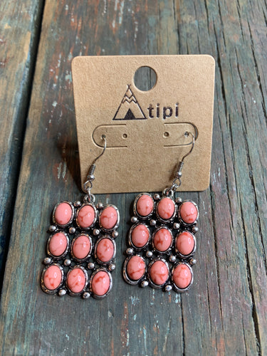Pink cluster earrings