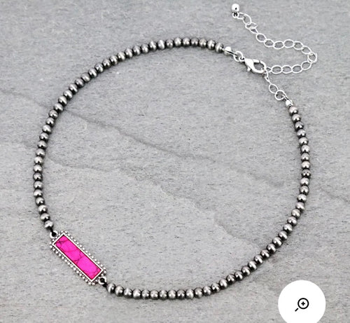 Pink bar choker necklace