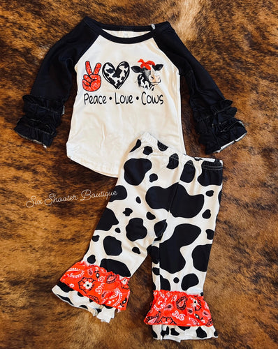 Peace love & cows girls bell set