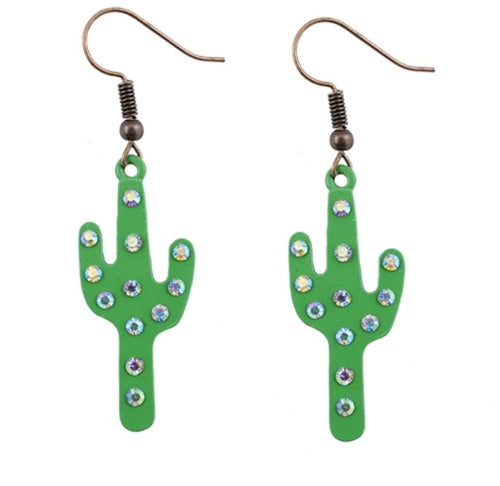 Green cactus earrings