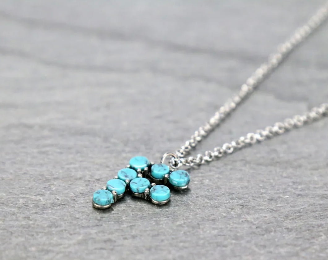F turquoise initial necklace