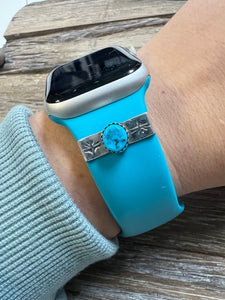 Genuine turquoise and silver Watch charm