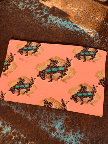 Pink bronc make up bag