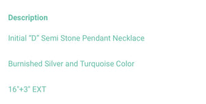 D turquoise initial necklace