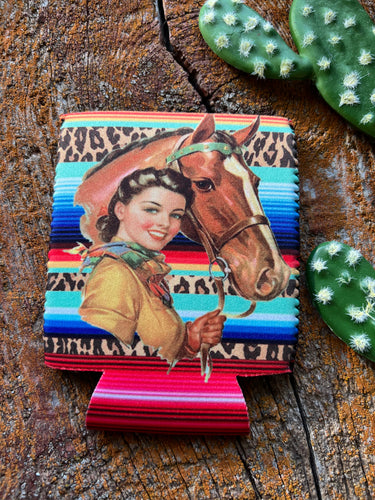 Vintage cowgirl drink sleeve