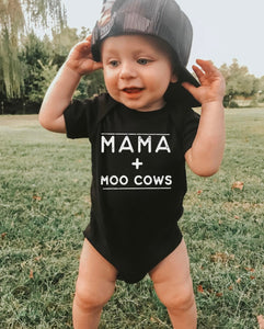 Mama + moo cows baby onesie