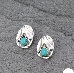 Natural turquoise post earrings
