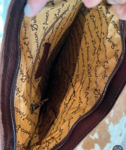 Turquoise acid hide tooled cross body purse