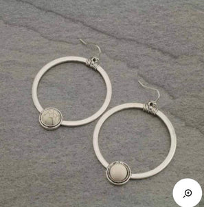 Natural white stone boho earrings
