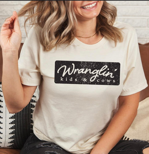 Wranglin kids & cows tee