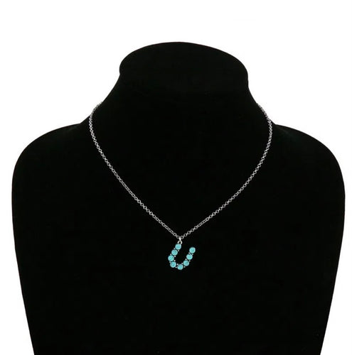 Turquoise letter u initial necklace