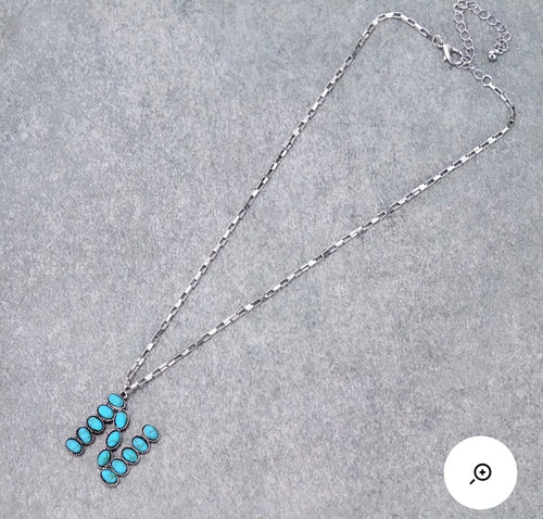 Turquoise N initial necklace