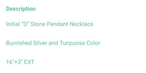 Turquoise D initial necklace
