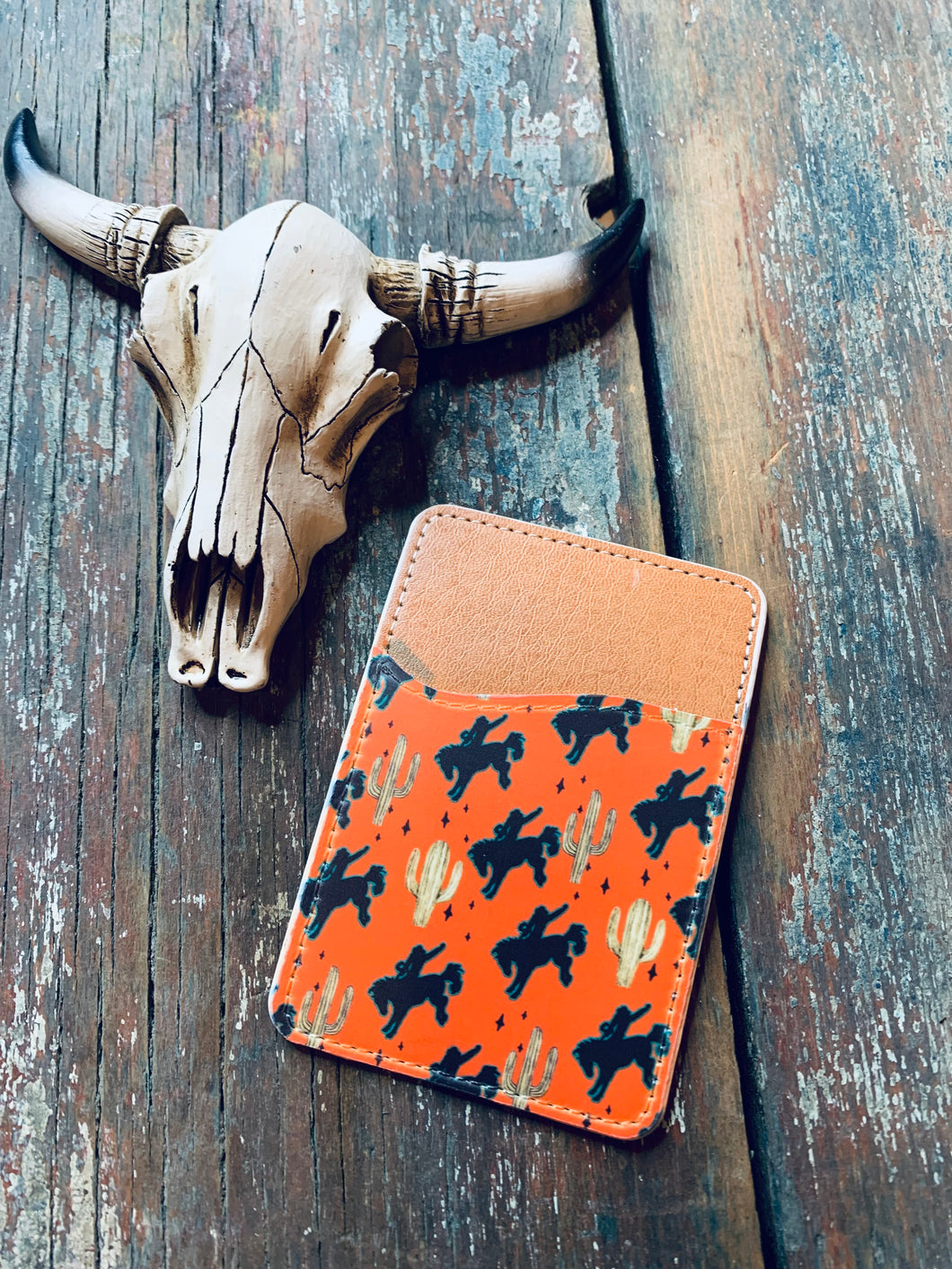 Orange bronc phone wallet