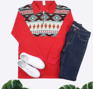 Red Aztec pull over
