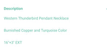 Load image into Gallery viewer, Bronze and turquoise thunderbird necklace