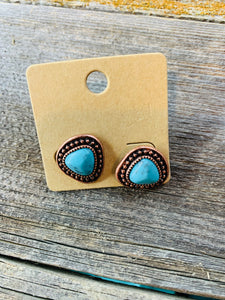 Bronze and turquoise post earrings