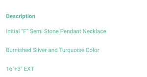 F turquoise initial necklace