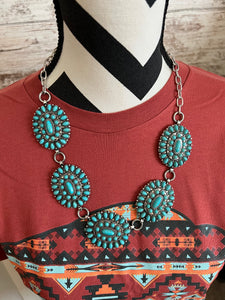 Turquoise cluster necklace