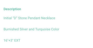 Turquoise D initial necklace