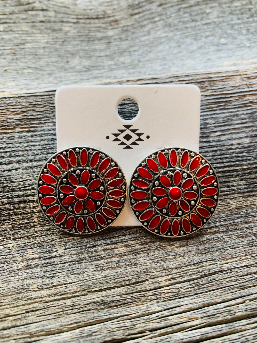Red  cluster earrings
