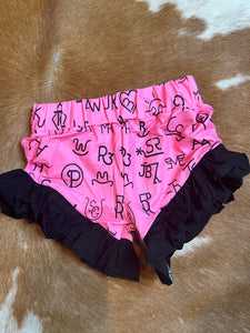 Pink ruffle brand shorts