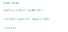 Load image into Gallery viewer, Bronze and turquoise bolt necklace