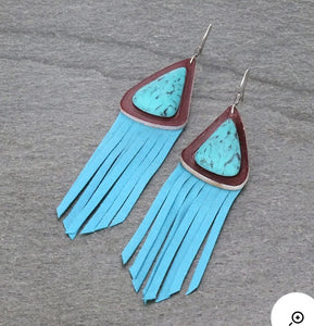 Turquoise fringe earrings
