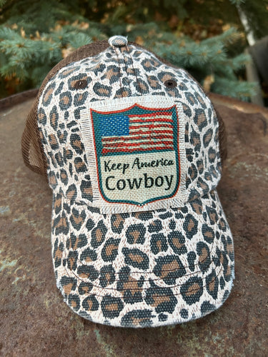 Keep American cowboy cheetah patch hat