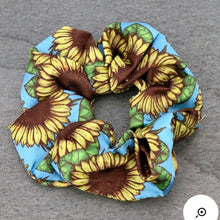 Load image into Gallery viewer, Sunflower hair scrunchy