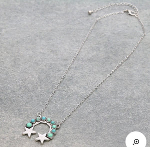 Turquoise and silver simple star squash necklace