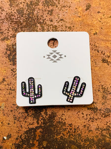 Simple black cactus earrings