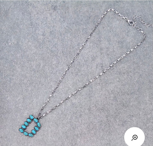 Turquoise D initial necklace