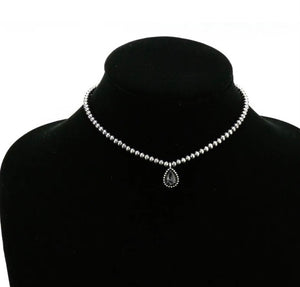 Black and silver choker necklace
