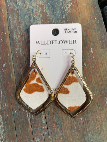 Gold/ cowhide style earrings