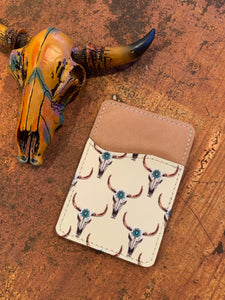 White cowskull phone wallet