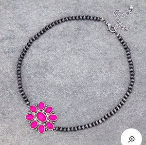 Pink cluster choker necklace