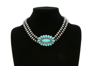 Natural turquoise cluster necklace