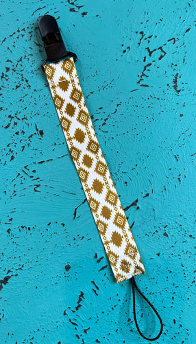 Brown Aztec pacifier clip