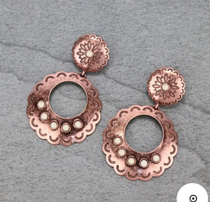 Bronze and white earrings