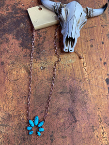 Simple brown and turquoise squash necklace