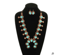 Load image into Gallery viewer, Turquoise and bronze squash necklace set