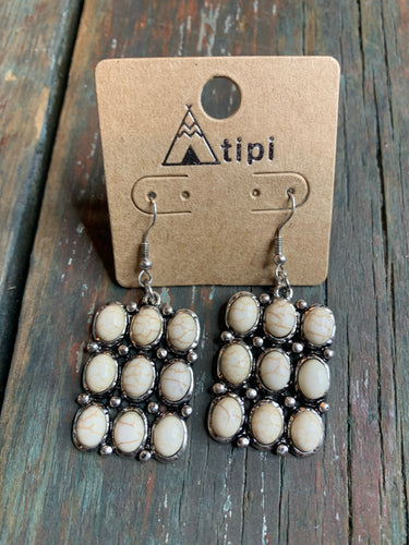 White cluster earrings