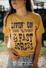 Load image into Gallery viewer, Good whiskey and fast horses tee
