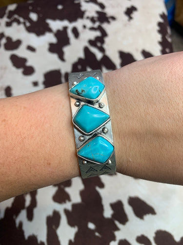 Natural turquoise cuff bracelet